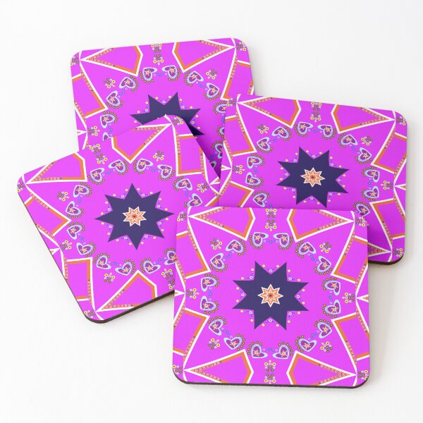Item preview, Vibrant Magenta and Navy Starburst Geometric Mandala Pattern designed and sold by Tinsleybluebell.