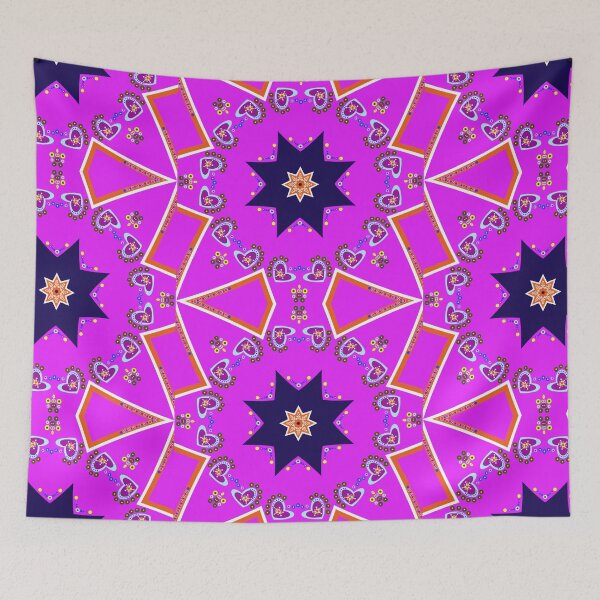 Item preview, Vibrant Magenta and Navy Starburst Geometric Mandala Pattern designed and sold by Tinsleybluebell.