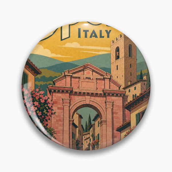 Item preview, Spello Italy Travel Souvenir Retro Illustration designed and sold by VisualArtsOasis.