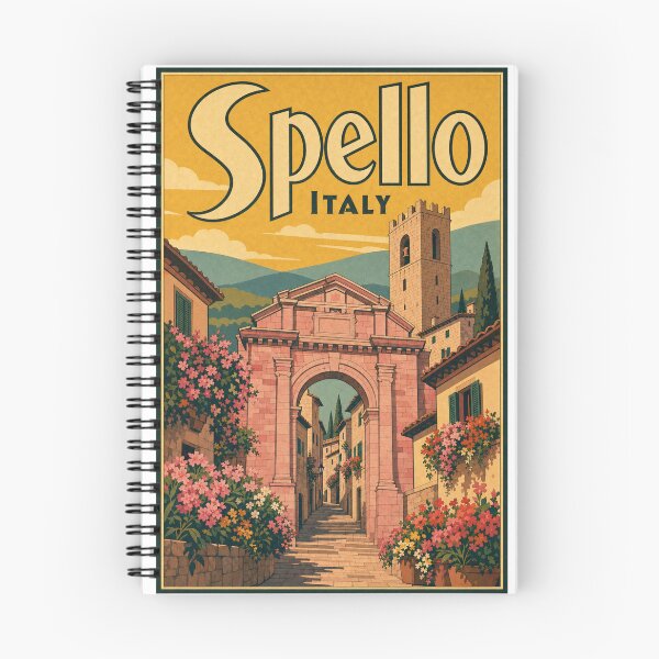 Item preview, Spello Italy Travel Souvenir Retro Illustration designed and sold by VisualArtsOasis.