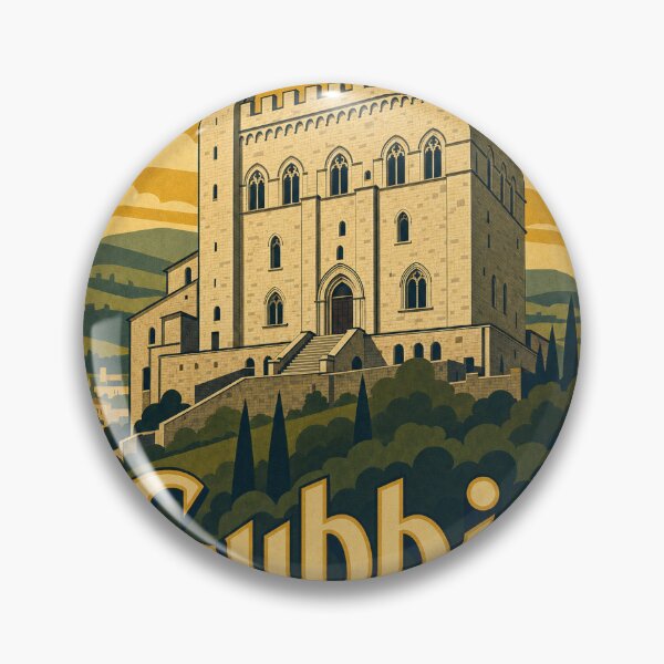 Item preview, Gubbio Italy Travel Souvenir Retro Illustration designed and sold by VisualArtsOasis.