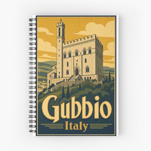 Item preview, Gubbio Italy Travel Souvenir Retro Illustration designed and sold by VisualArtsOasis.