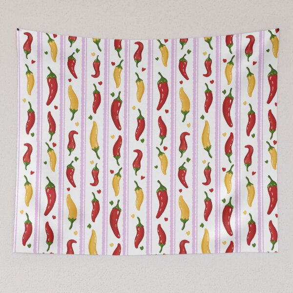 Item preview, Spicy Chili Peppers and Pink Stripes Cozy Pattern designed and sold by Tati-Zav.