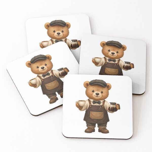 Item preview, Cute Bear Barista Animal Jobs Print – Watercolor Coffee Bear Art, Kawaii Cafe Animal Sticker designed and sold by DonnaByPT.