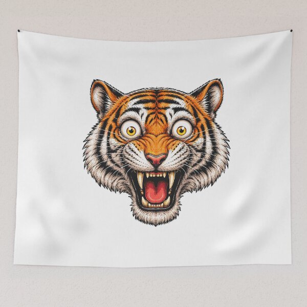 Item preview, Funny Surprised Tiger Face Cartoon designed and sold by Krincydigitalart.