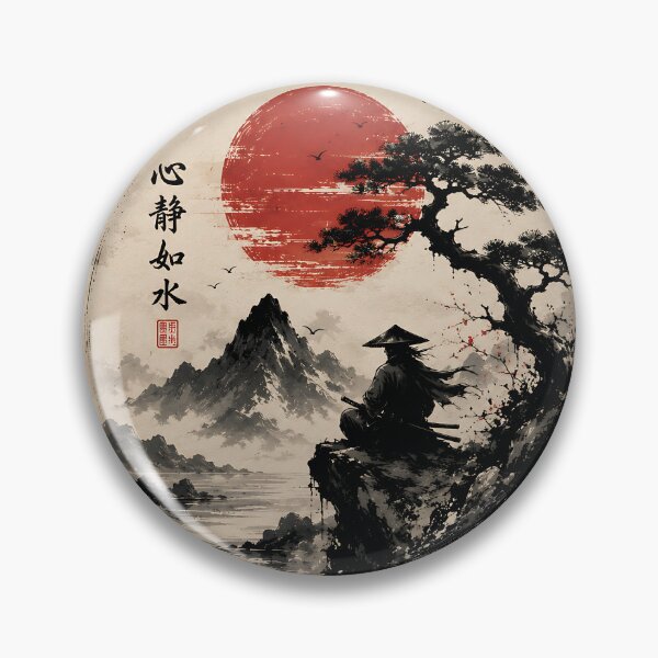 Item preview, Stillness in Motion Sumi-e Samurai Landscape Japanese Ink Wash Vintage T-Shirt designed and sold by dytf79.