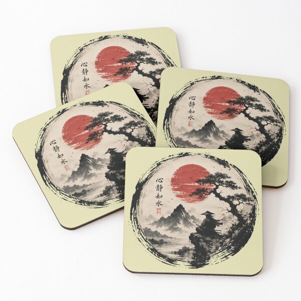 Item preview, Stillness in Motion Sumi-e Samurai Landscape Japanese Ink Wash Vintage T-Shirt designed and sold by dytf79.
