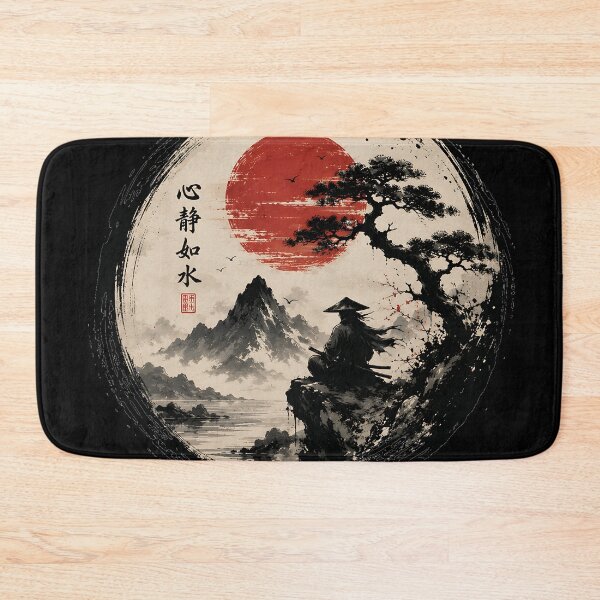 Item preview, Stillness in Motion Sumi-e Samurai Landscape Japanese Ink Wash Vintage T-Shirt designed and sold by dytf79.
