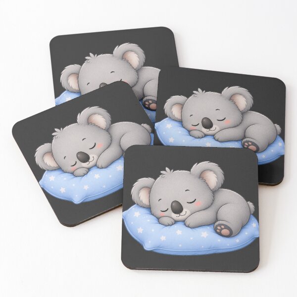 Item preview, Cute Sleeping Koala Bear on Blue Starry Pillow designed and sold by Seculinator.