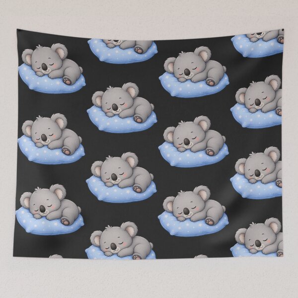 Item preview, Cute Sleeping Koala Bear on Blue Starry Pillow designed and sold by Seculinator.