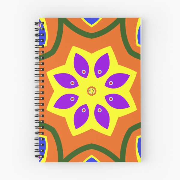 Item preview, Bold Orange and Purple Geometric Mandala Pattern designed and sold by Tinsleybluebell.