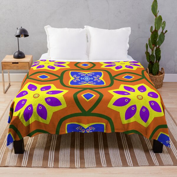 Item preview, Bold Orange and Purple Geometric Mandala Pattern designed and sold by Tinsleybluebell.