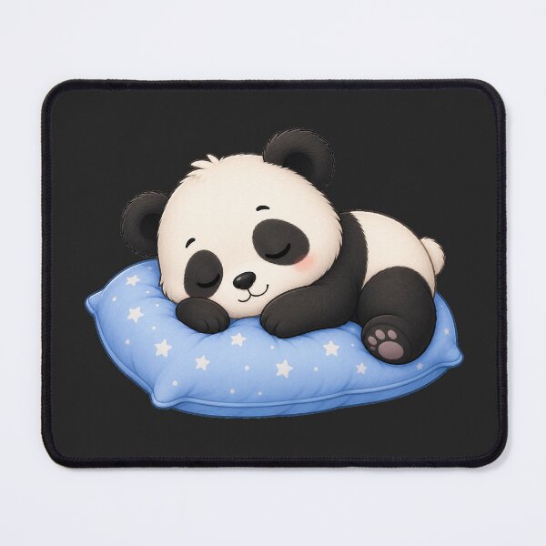 Item preview, Cute Sleeping Panda Bear on Blue Polka Dot Pillow designed and sold by Seculinator.