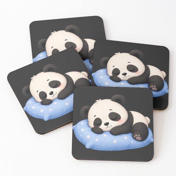 Item preview, Cute Sleeping Panda Bear on Blue Polka Dot Pillow designed and sold by Seculinator.