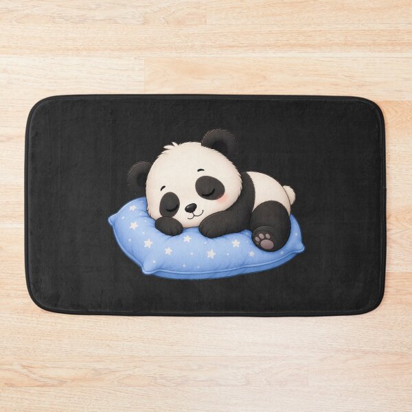 Item preview, Cute Sleeping Panda Bear on Blue Polka Dot Pillow designed and sold by Seculinator.