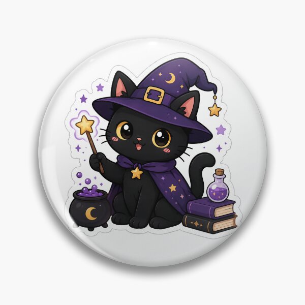 Item preview, Little Witch Cat | Cute Kawaii Black Cat Magic Sticker designed and sold by Mohitt09.