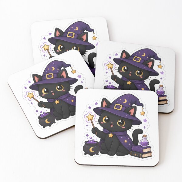 Item preview, Little Witch Cat | Cute Kawaii Black Cat Magic Sticker designed and sold by Mohitt09.