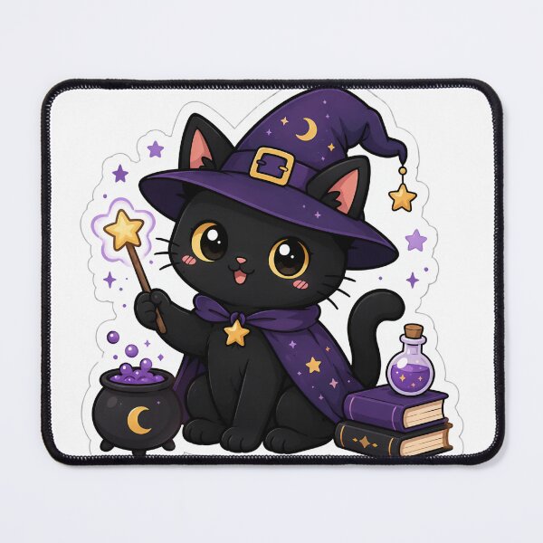 Item preview, Little Witch Cat | Cute Kawaii Black Cat Magic Sticker designed and sold by Mohitt09.