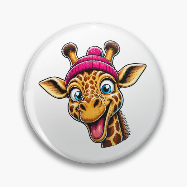 Item preview, Funny Giraffe Wearing Pink Beanie Cartoon designed and sold by Krincydigitalart.