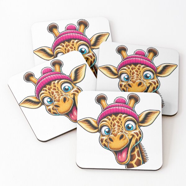 Item preview, Funny Giraffe Wearing Pink Beanie Cartoon designed and sold by Krincydigitalart.