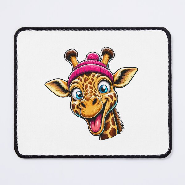 Item preview, Funny Giraffe Wearing Pink Beanie Cartoon designed and sold by Krincydigitalart.