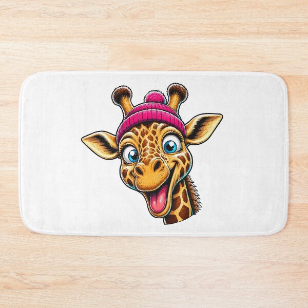 Item preview, Funny Giraffe Wearing Pink Beanie Cartoon designed and sold by Krincydigitalart.