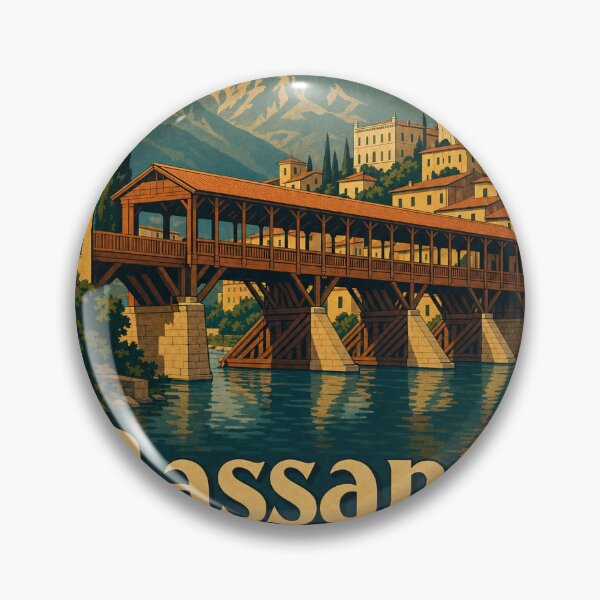 Item preview, Bassano del Grappa Italy Travel Souvenir Retro Illustration designed and sold by VisualArtsOasis.