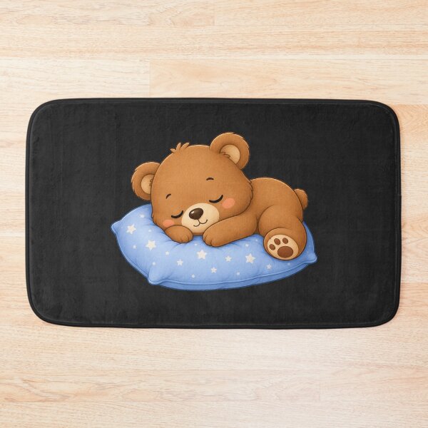 Item preview, Cute Sleeping Teddy Bear on Blue Starry Pillow designed and sold by Seculinator.