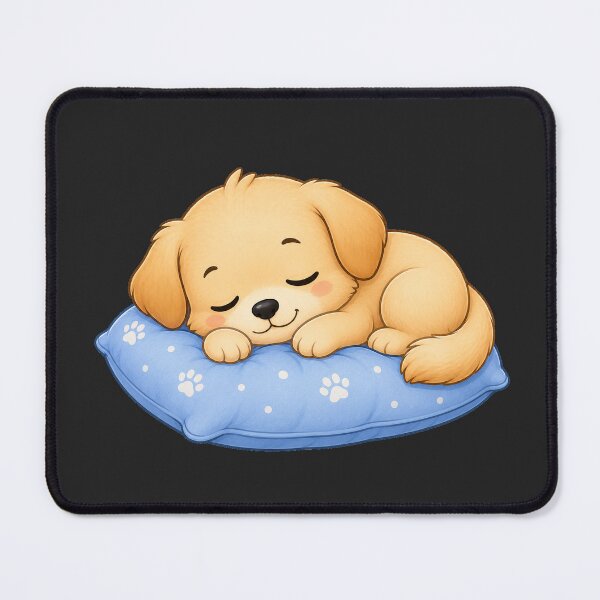 Item preview, Cute Sleeping Golden Retriever Puppy Dog on Blue Pillow designed and sold by Seculinator.