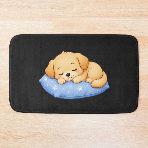 Item preview, Cute Sleeping Golden Retriever Puppy Dog on Blue Pillow designed and sold by Seculinator.