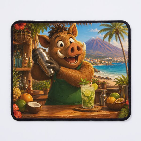 Item preview, Mojito the Boar Bartender — Tropical Beach Bar Tenerife designed and sold by CanaryVibesArt.