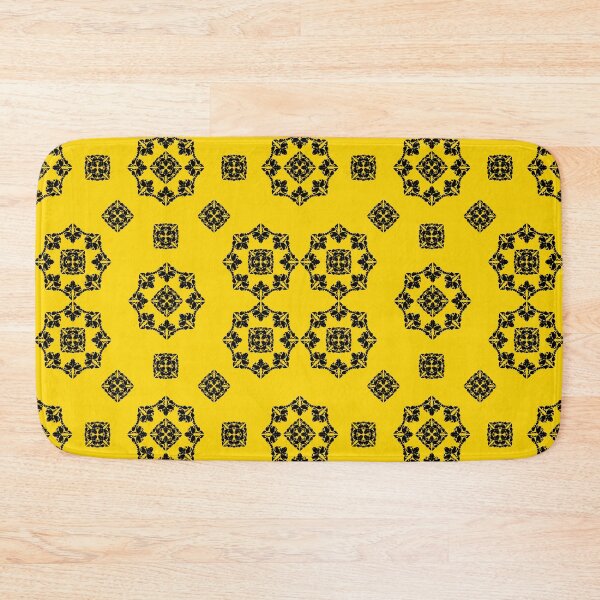 Item preview, Black Floral Damask Seamless Pattern on Yellow Background. Vintage Ornamental Vector designed and sold by ChaReePat.