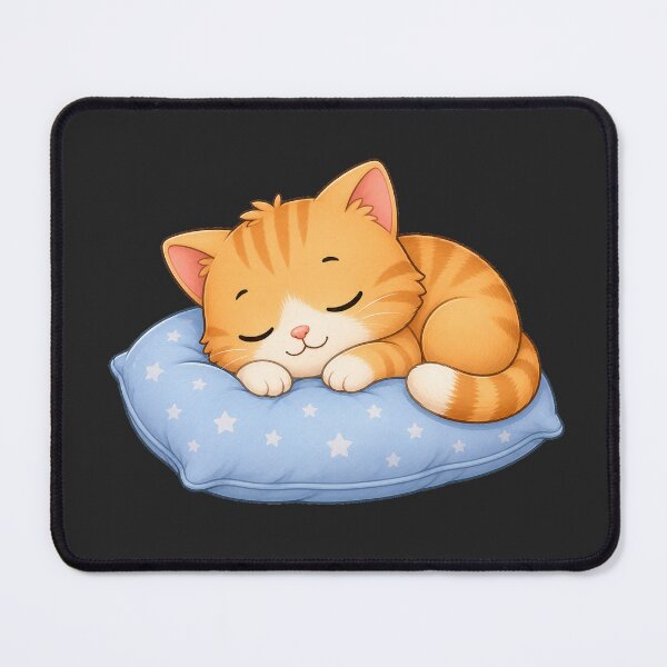 Item preview, Cute Sleeping Orange Cat on Blue Starry Pillow Kitten designed and sold by Seculinator.