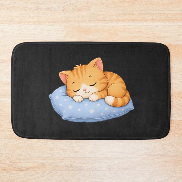 Item preview, Cute Sleeping Orange Cat on Blue Starry Pillow Kitten designed and sold by Seculinator.