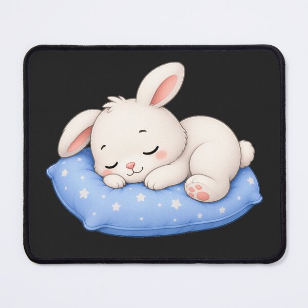 Item preview, Cute Sleeping Bunny Rabbit on Blue Starry Pillow Art designed and sold by Seculinator.