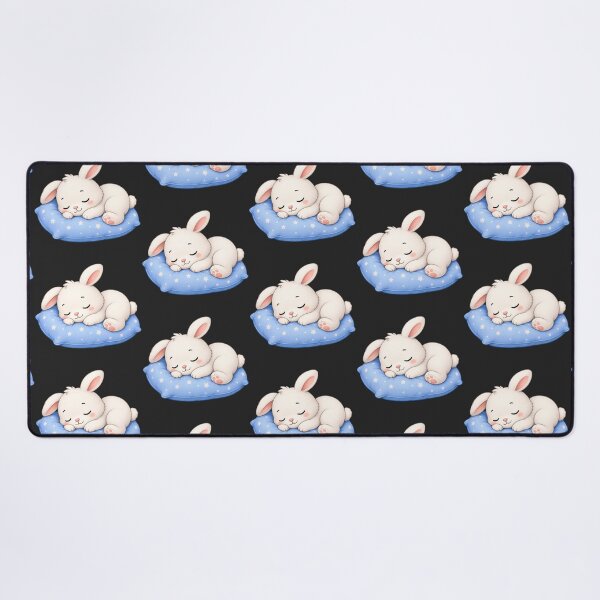 Item preview, Cute Sleeping Bunny Rabbit on Blue Starry Pillow Art designed and sold by Seculinator.