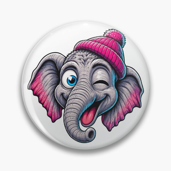 Item preview, Funny Winking Elephant Wearing Pink Beanie Cartoon designed and sold by Krincydigitalart.