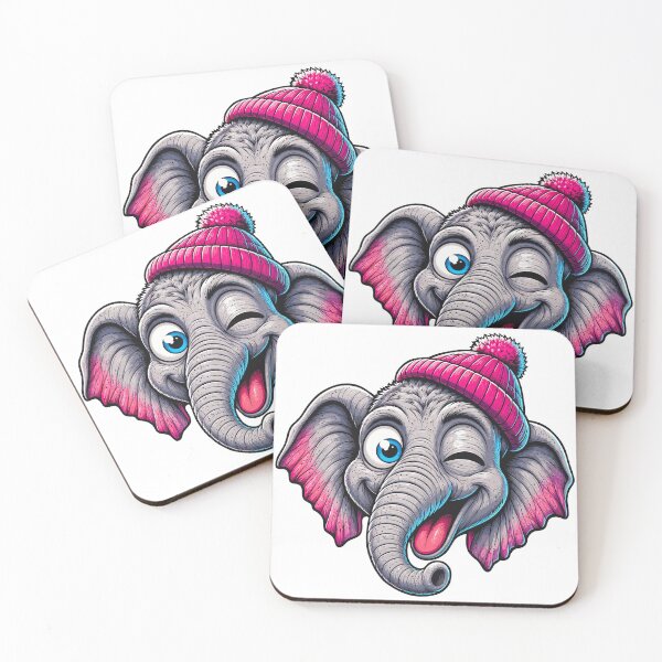 Item preview, Funny Winking Elephant Wearing Pink Beanie Cartoon designed and sold by Krincydigitalart.