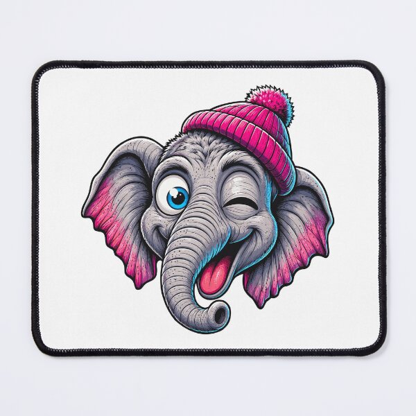Item preview, Funny Winking Elephant Wearing Pink Beanie Cartoon designed and sold by Krincydigitalart.