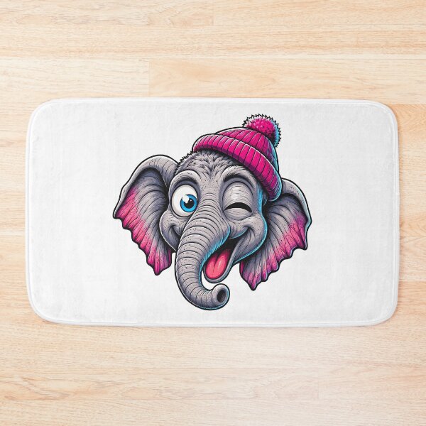 Item preview, Funny Winking Elephant Wearing Pink Beanie Cartoon designed and sold by Krincydigitalart.