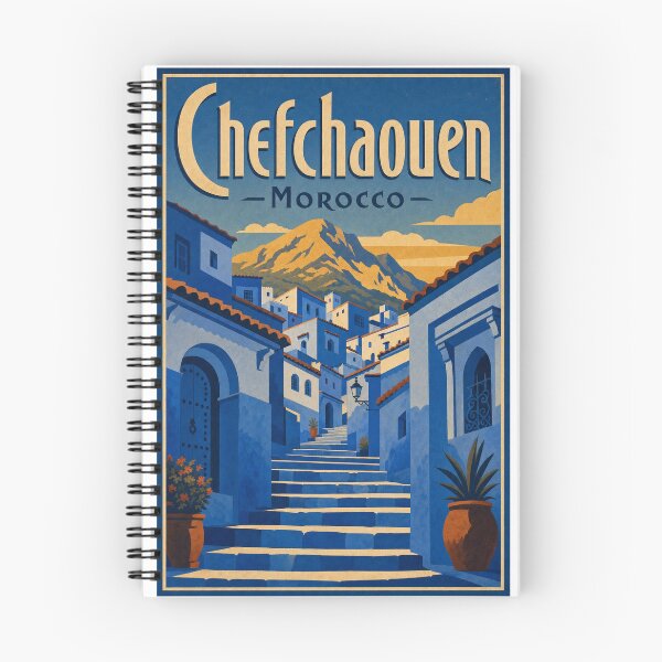 Item preview, Chefchaouen Morocco Travel Souvenir Retro Illustration designed and sold by VisualArtsOasis.