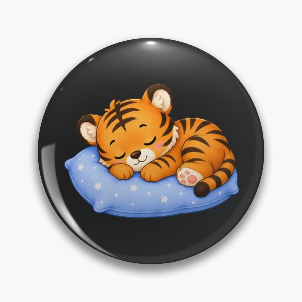 Item preview, Cute Sleeping Tiger Cub on Blue Starry Pillow Design designed and sold by Seculinator.