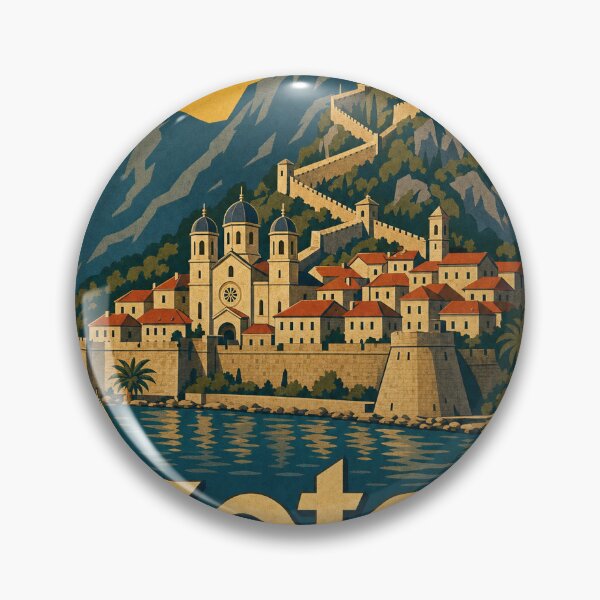 Item preview, Kotor Montenegro Travel Souvenir Retro Illustration designed and sold by VisualArtsOasis.