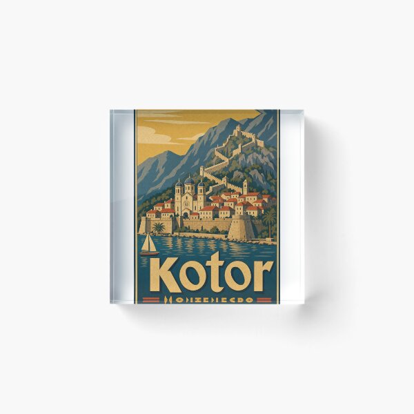 Item preview, Kotor Montenegro Travel Souvenir Retro Illustration designed and sold by VisualArtsOasis.