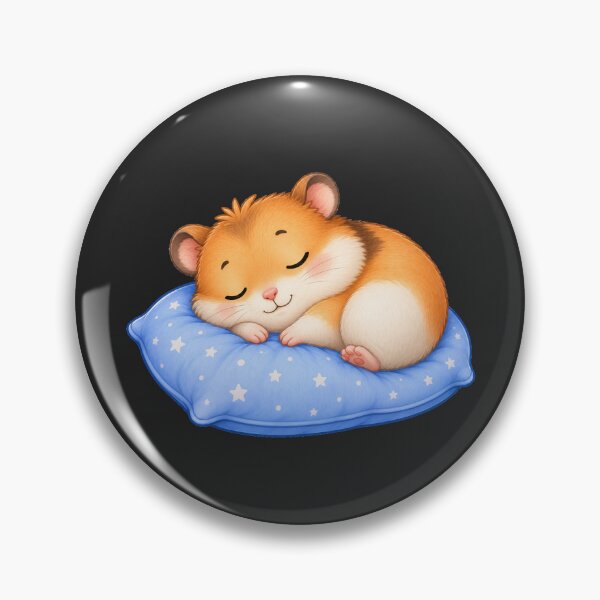 Item preview, Cute Sleeping Hamster on Blue Starry Pillow Art designed and sold by Seculinator.