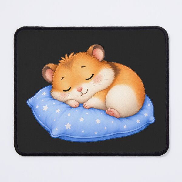 Item preview, Cute Sleeping Hamster on Blue Starry Pillow Art designed and sold by Seculinator.