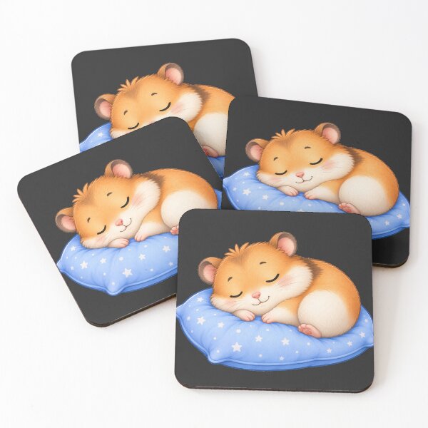 Item preview, Cute Sleeping Hamster on Blue Starry Pillow Art designed and sold by Seculinator.