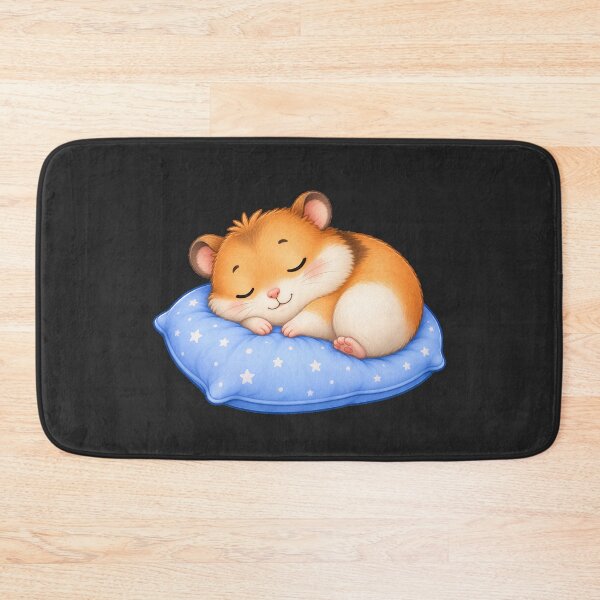 Item preview, Cute Sleeping Hamster on Blue Starry Pillow Art designed and sold by Seculinator.