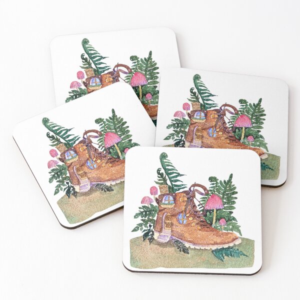 Item preview, Brown Boot Fairy House Watercolor Illustration designed and sold by Kikiproject.