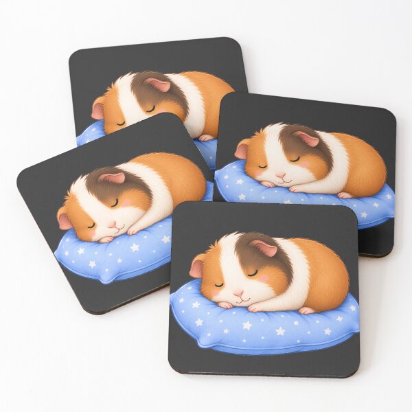 Item preview, Cute Sleeping Guinea Pig on Blue Starry Pillow Cavy designed and sold by Seculinator.